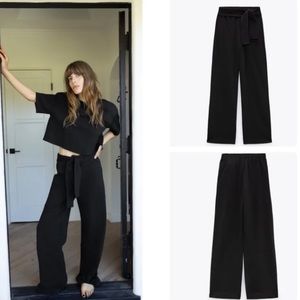 Zara cotton pants with tie